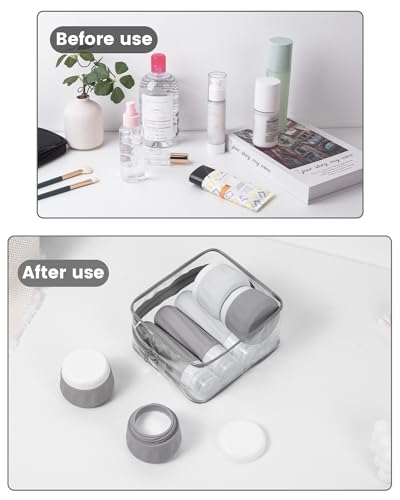Travel Size Toiletries 8 Pack (3oz bottle 3oz jar / Proper Gray)