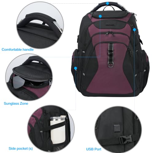 Laptop Backpack 18.4 Inch Computer Backpack for Men (Black/Burgundy / 18.4 inch)