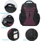 Laptop Backpack 18.4 Inch Computer Backpack for Men (Black/Burgundy / 18.4 inch)
