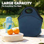 Neoprene Kids Lunch box Insulated Soft Bag Mini Cooler Thermal Meal Tote Kit for Boys (Navy Blue)