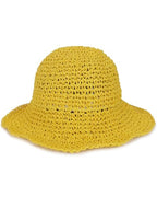 Womens Crochet Straw Sun Hat Foldable Floppy Wide Brim Beach Hat for Summer (One Size / Yellow)