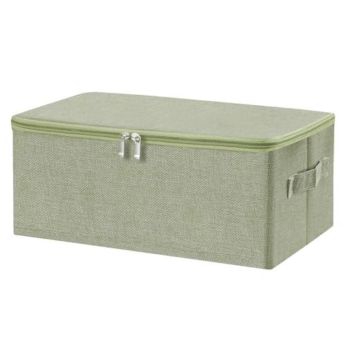 Fabric Storage Bins with Zipper Lids (Green / Small (Pack of 1))