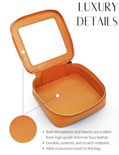 Clear Makeup Bag with Zipper Small Travel Cosmetic Case Orange Mini Pouch for Purse Accessories Car Storgae Essentials Bag Purse Pouch Organizer Compact Small Clear Toiletry Bag for Traveling (Orange / Mini Chic)