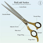 Professional Hair Cutting Pet Grooming Scissors (Half Gold/Black / PetCraft Series)