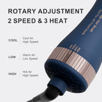 Dual Voltage Travel Hair Dryer Brush (50mm Oval / Prussian Blue&rose Gold)