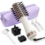 4-in-1 Travel Dual Voltage Hair Dryer Brush 110-240V Blow Dryer Brush (50mm Oval / White & Rose Gold)