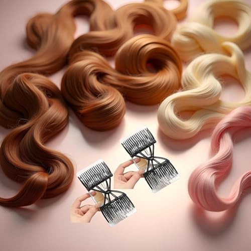 2Pcs Black Adjustable Elastic Hair Comb