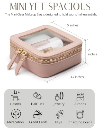 Clear Makeup Bag with Zipper (Mauve / Mini & Medium)