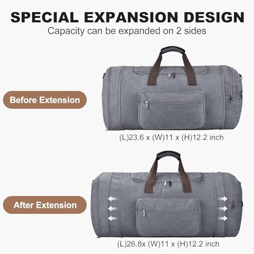 60L Canvas Duffle Bag for Men (Grey / 60L)