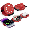 3IN1 Wireless Charging Station for iPhone (Dark Red)