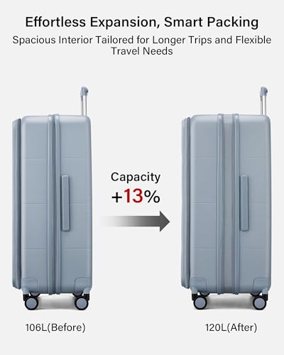 Expandable Large Checked Luggage (Grey / 28 Inch EXT)