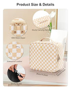Travel Makeup Bag With LED Mirror (01-Plaid / 1-Small)