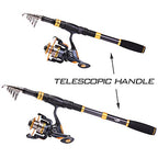 Fishing Rod Reel Combos Carbon Fiber Telescopic Fishing Pole with Spinning Reel for Travel Saltwater Freshwater Fishing (Only Fishing Rod and Reel / 8.86 ft)