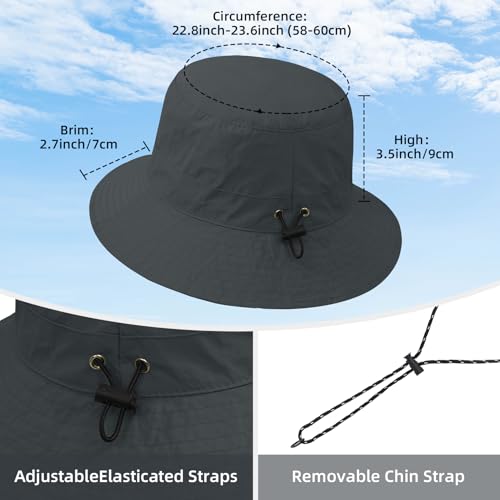 Waterproof Bucket Hats for Woman UPF 50+ Sun Hat UV Protection Packable Rain Hats for Women Lightweight Hiking Hat Gray One Size (Gray)