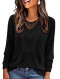 Black Long Sleeve Shirt for Woman Fall Tunics Cozy Sweaters Boho Tops S (Small / Black)