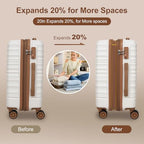 Expandable 22x14x9 Airline Approved 21" Carry On Luggage Set (White)