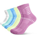 Ankle Compression Socks Women Men Plantar Fasciitis Relief 5 Pairs (X-Large / White+cyan+blue+green+rose Red(5 Pairs))