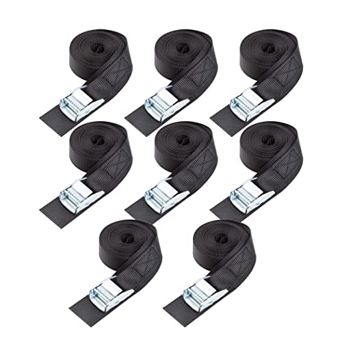 1" x 15 ft Cam Buckle Straps (8 PK / Black)