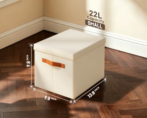 Storage Bins with Lids (Beige / L(8-Pack))