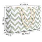 Beach Bags for Women Large Waterproof Beach Tote Bag Zipper Beach Bags Waterproof Sandproof Swim Pool Bag Large Tote (Light Green Wave)