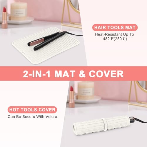 Oversize Silicone Heat Resistant Mat for Hair Tools (Ivory)