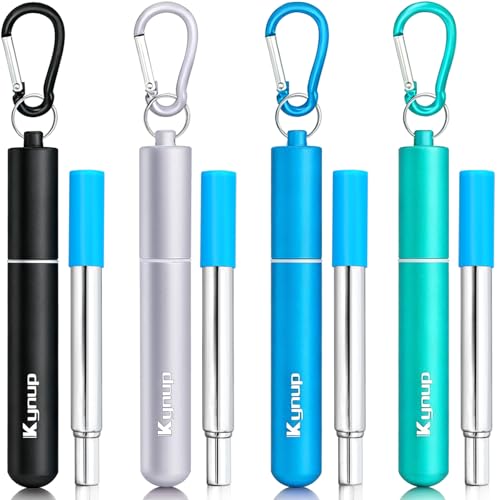 4Packs Reusable Straws (Blue-Black-Silver-Turquoise)