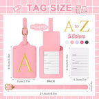 Personalized Initial Luggage Tags for Suitcase (Pink Leather,glod Letter / A)