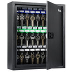 40 Position Key Cabinet with Combination Lock Resettable Black Digital Security Storage Box Steel Key Organizer with Adjustable Racks Colorful Key Tag Labels and Hooks (Black / 40 Keys)