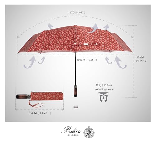 Folding Umbrella Real Wood Handle Maple Leaves Sceptre Red (Maple Leaves Sceptre Red)