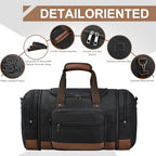 50L Canvas Duffle Bag for Travel Weekend Gym Overnight Carry (Black / 50L)