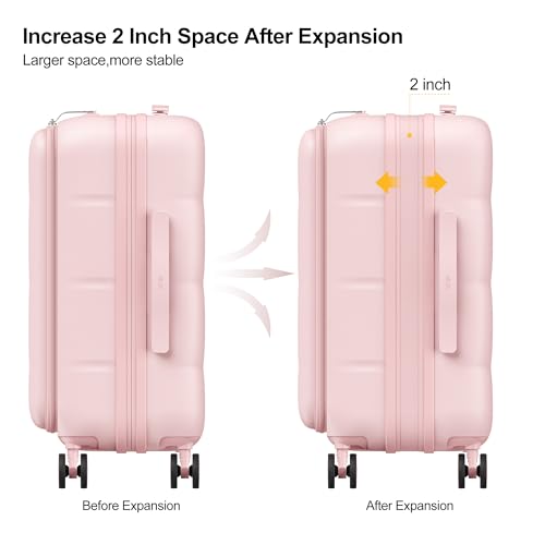 20 Inch Expandable Carry On Luggage Airline Approved (20 inch / Pink)