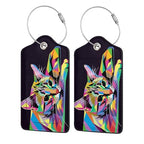 Cat Leather Luggage Tag with Stainless Steel Ring (2 PCS / Cat)