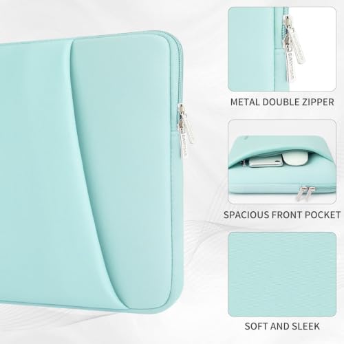 RAINYEAR 15.6 Inch Laptop Sleeve Padded Case Cover with Pocket (15.6 inch / Mint Green)