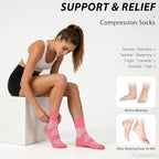 Crew Compression Socks for Women Men with Ankle Arch Support Plantar Fasciitis Relief 3 Pairs (Medium / Black Grey(3 Pairs))