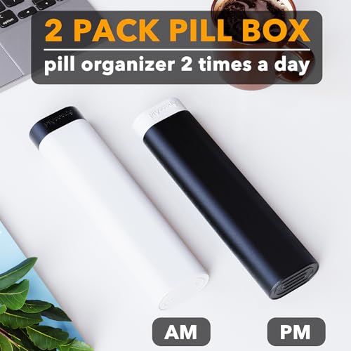 2 Pack Pill Organizer Box 7 Day (Small, 2 Pack / Black and White)