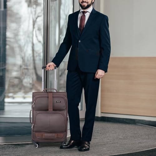 20 Inch Softside Expandable Carry On Luggage with 4 Spinner Wheels (Coffee / 20 Inch)