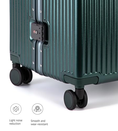 Super Large Aluminum Frame Checked Zipperless Luggage (A4-Forest green / 26in)