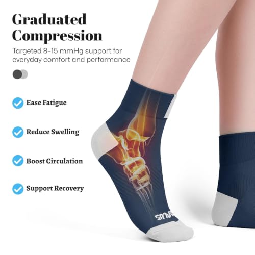 Ankle Compression Socks for Women 6 Pairs (Large-X-Large / Black+white+navy（6 Pairs）)