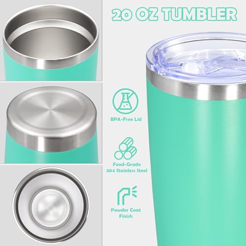 20oz Tumbler Stainless Steel Tumbler Coffee Tumbler with Lid Light Blue (Light Blue)