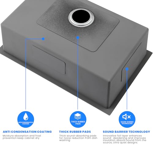 28×20 Inch Undermount Kitchen Sink (L 28"×W 20"×H 9" / Black)