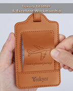 Leather Luggage Tags for Suitcases (Brown)