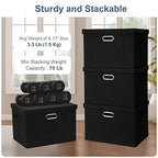 Large 17" 36 Quart Collapsible Stackable Storage Bins with Lids (Black / Large -5 Pack)