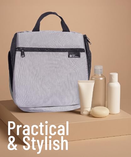 D&D Wanderlust Hanging Travel Toiletry Bag for Women & Men (Light Gray Medium)