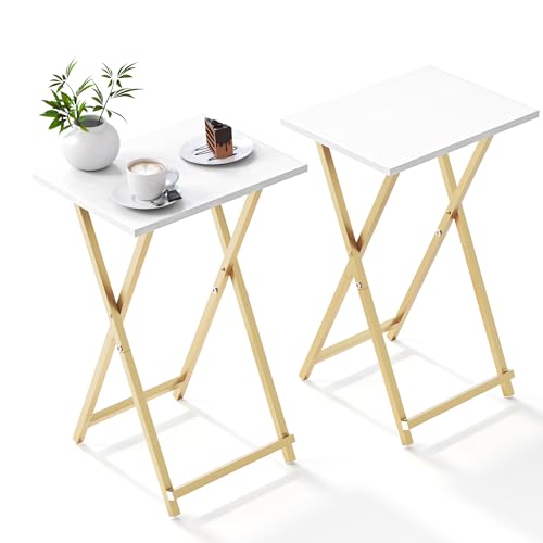 Foldable TV Trays (White & Gold-2pcs)