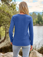 Long Sleeve Shirts for Women Casual Crewneck Tops Basic Tees (Medium / 01blue)