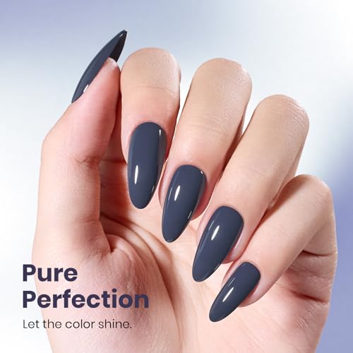 Beetles Dark Grey Gel Polish (N - Creme Grey | Crown Blue)