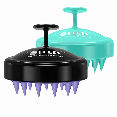 2 Pack Scalp Massager Hair Growth Scrubber for Dandruff Removal (01- Black & Green)