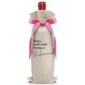 Cute Pink Bow Ribbon Engagement Gift Wine Bag (Wedding Wine Bag Style 10)