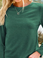 Long Sleeve Shirts for Women Casual Crewneck Tops Basic Tees (Small / 01darkgreen)