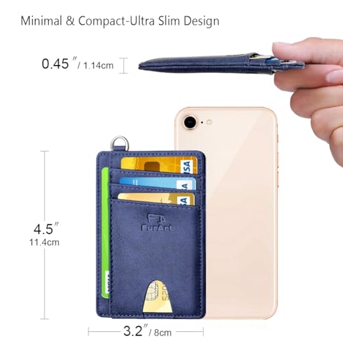 Slim Minimalist Wallet RFID Credit Card Holder for Men (small / Goatskin Royal Blue)